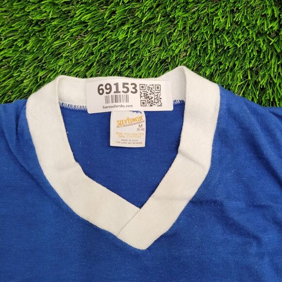 Vintage 80s Sportswear Shirt Small 17x24 Blue - Picture 10 of 12